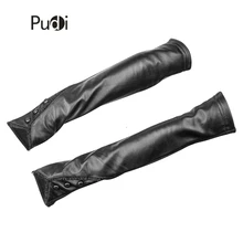 PUDI GL803 женские перчатки из натуральной кожи, Новое поступление, черные перчатки на полпальца с длинным манжетом, перчатки из овечьей кожи