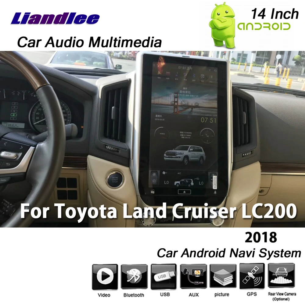 Cheap Liandlee 14 Inch 2+32G For Toyota Land Cruiser LC200 2018 Android 6.0 up Car Vertical Screen GPS Navi Map Navigation Multimedia 9