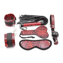 Леопардовые наручники для секс-игрушки для пар Женские Связывание секс-игрушка веревка для связывания рот кляп-кляп взрослые игры Фетиш