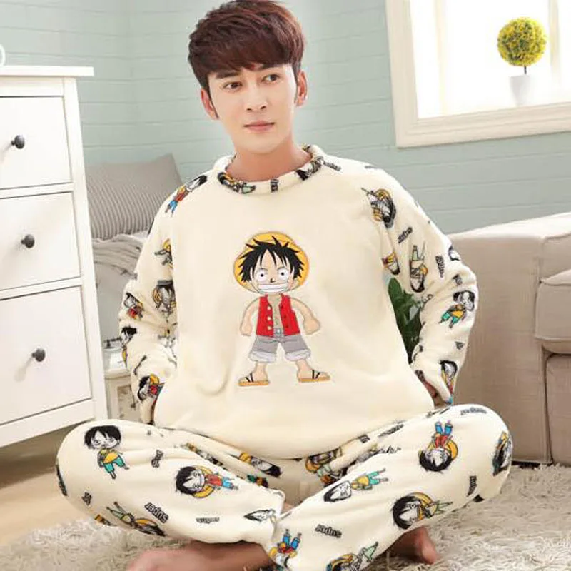 Plus size coral fleece sleepwear male winter sleepwear long-sleeve thickening lounge set Plus size coral fleece sleepwear male winter sleepwear long-sleeve thickening lounge set