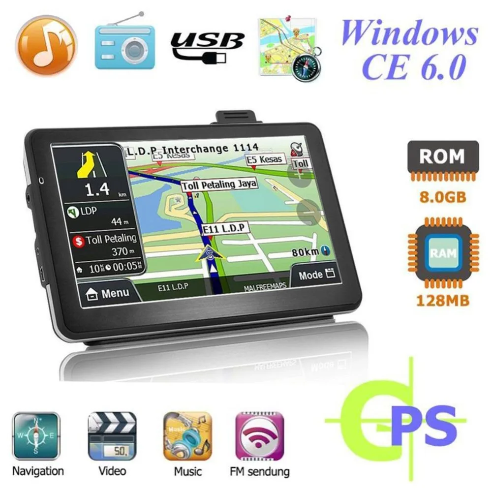 

7 inch Car GPS Navigation Bluetooth 256 MB 8G with FM MP3 MP4 800MHZ Detailed Maps Navigator 2019 Europe/Russia/North America