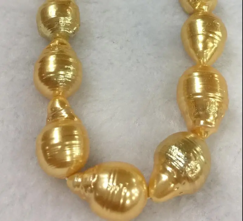 

14x20mm HUGE AAA SOUTH SEA yellow BAROQUE PEARL NECKLACE 18