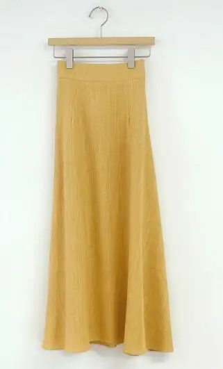 Юбки с высокой талией, винтажный женский аккуратный, милый корейский стиль, Япония, одежда цвета хаки, желтая юбка с бантом и лентой, Длинные 7512 - Цвет: Yellow