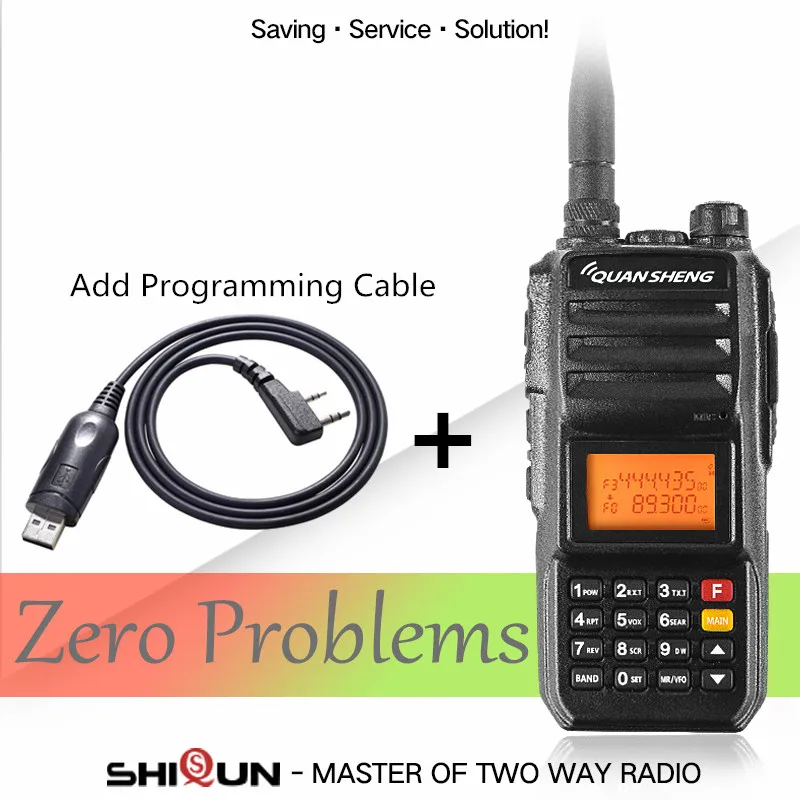 Рация 10 км QuanSheng TG-UV2 Plus 10 Вт дальняя рация 10 км 4000 мАч радио 10 км vhf uhf двухдиапазонный голосовой скремблер - Цвет: Add ProgrammingCable
