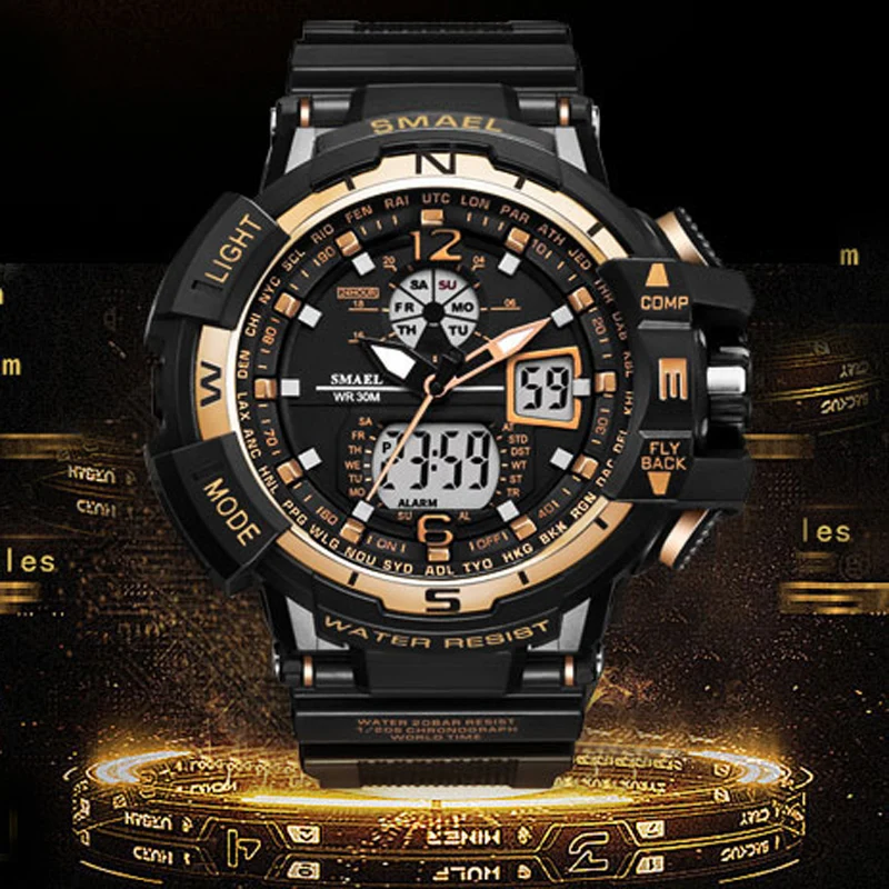 Мужские Цифровые кварцевые часы 2018 мужские спортивные в стиле G-Shock светодиодный
