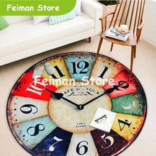 Плотные европейские винтажные креативные настенные часы Круглый ковер для гостиной коврик для спальни Противоскользящий износостойкий детский коврик для комнаты