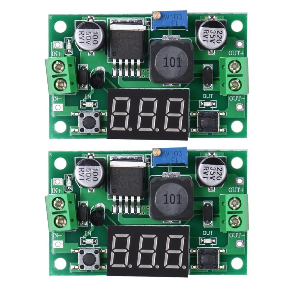 

2x LM2596S DC-DC Buck Converter Adjustable Power Supply Step Down Module Green