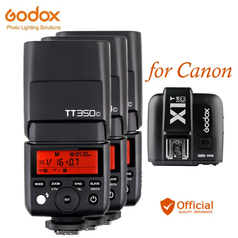 3x GODOX TT350C Мини Вспышка TTL HSS 2 4G Беспроводная + передатчик для Canon 70D 80D 6D 5D Mark iii iv EOS 1DX