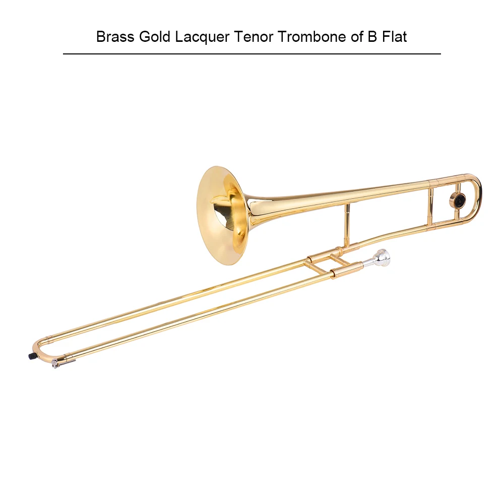 Ammoon Tenor Trombone латунный золотой Лак Bb тон B плоский духовой инструмент с мельхиоровым мундштуком Чистящая палочка чехол