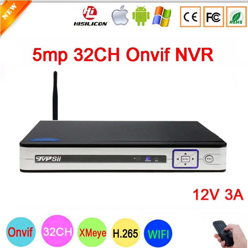 

Silver Panel Panel Hi3536C XMeye Video Recorder H.265 5mp 32CH 32 ChanneL One SATA WIFI Onvif IP Camera CCTV NVR Free Shipping