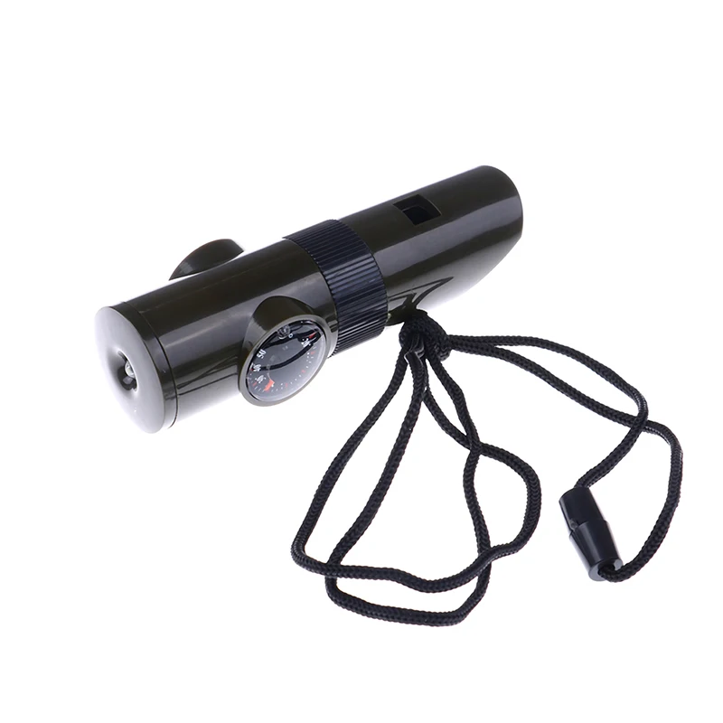 Flashlight Magnifier tools Outdoor Hiking 7 in 1 Mini Survival Whistle Kit Camping With Compass Thermometer | Спорт и развлечения