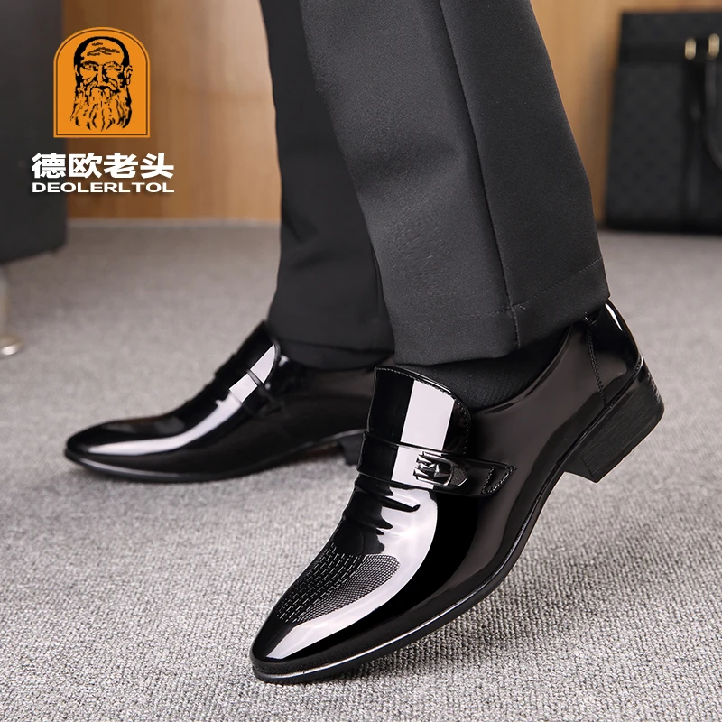 Новинка; мужские туфли из искусственной кожи высокого качества; Zapatos de hombre; размеры 38-44; черные кожаные мягкие мужские деловые туфли