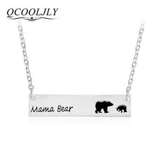

QCOOLJLY Fashion Charm Women Necklace Jewelry "Mama Bear" Necklace A Mother Bear and a group of Baby Bear Pendant Necklace