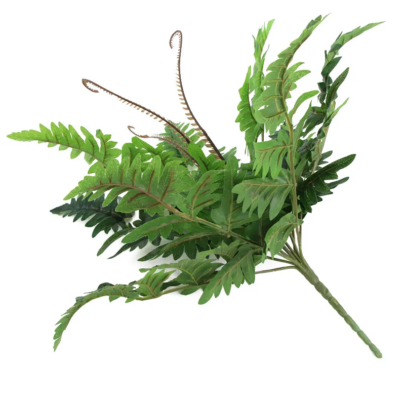 12 голова искусственные растения, ненастоящие оставить реалистичные пластиковые персидский имитация травы папоротник Цветочная