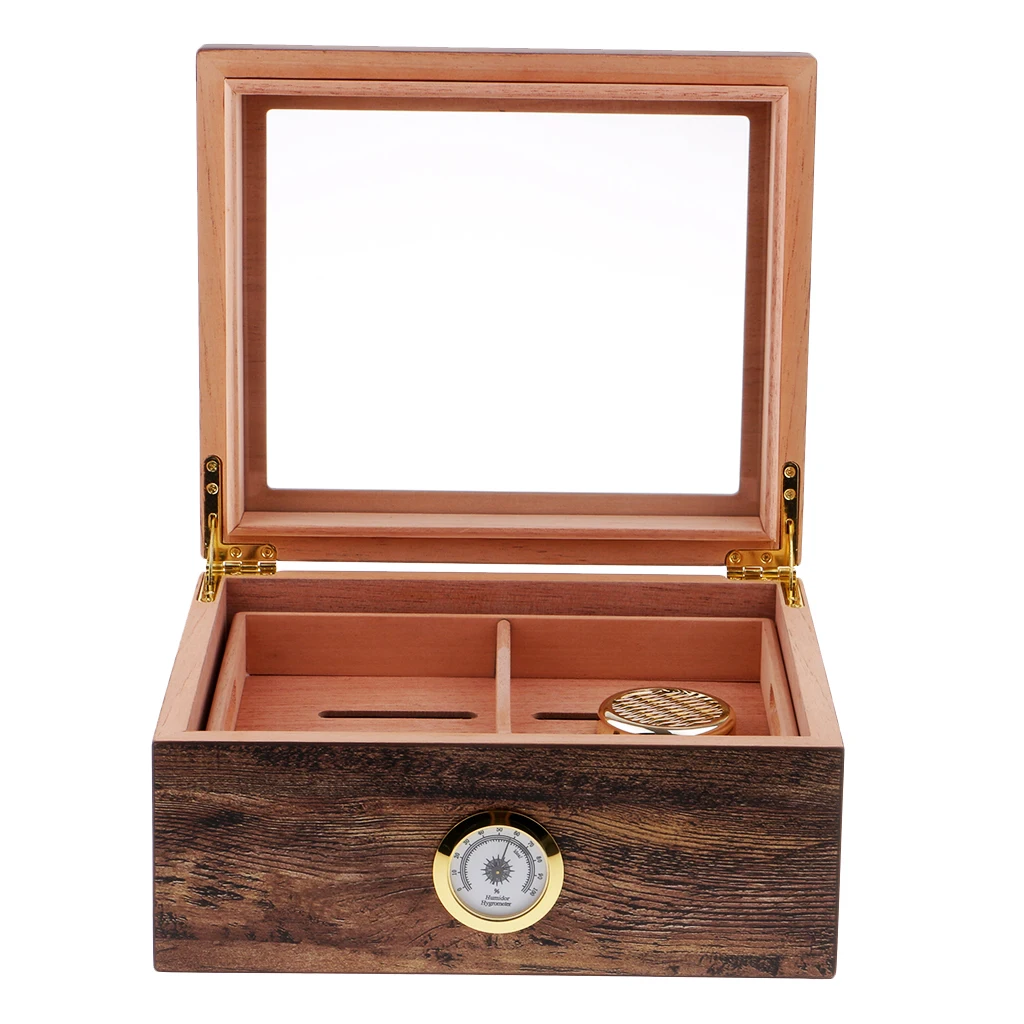 

Large Capacity Cigar Box Solid Wood Cigar Humidor Case Cigar Storage Box with Hygrometer and Humidifier