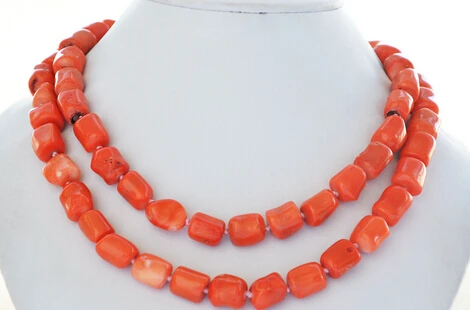 

Hot sell Noble- FREE SHIPPING>>@> A721 natural 34" 13x15mm massive pink coral bead NECKLACE