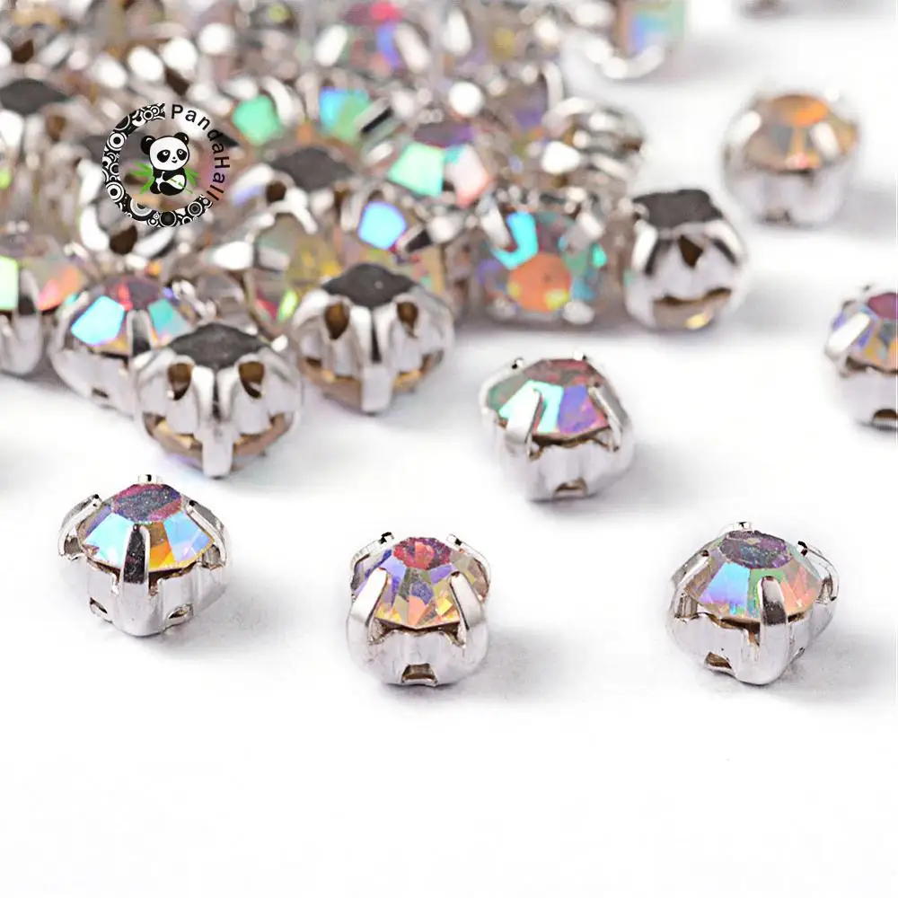 50pcs Square Brass Crystal AB Grade A Rhinestone Beads Montee Beads for