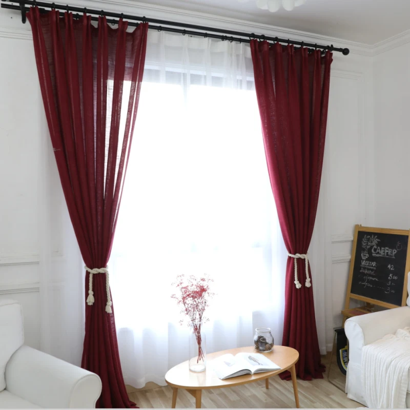 Purple Curtain For Window Bedroom Burgundy Sheer Voile For Living