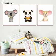 TAAWAA Panda Koala Mouse Animal Poster Nursery Cartoon Decorative Pictures Nordic Style Wall Art For kids Room Decoration TAAWAA Panda Koala Mouse Animal Poster Nursery Cartoon Decorative Pictures Nordic Style Wall Art For kids Room Decoration