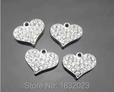 

Hot!! 20PCS/Lot Heart Hang Charms Pendant Full Rhinestone Fit Necklace Bracelet Collar Cell Phone Charms Wholesale HC06