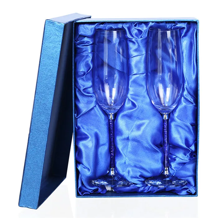 Blue 2pcs 2 шт./компл. Алмазный Хрустальный винный бокал эксклюзивные Пользовательские скульптура дизайн обслуживание дома вечерние свадебные посуда для напитков роскошные подарки - Цвет: Blue 2pcs