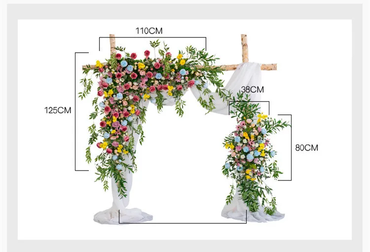 Подгонянный Mori искусственный ряд цветов арка DIY свадебный сценический фон Декор Шелковый ряд цветов Арка свинцовая Цветочная стена+ 10 м марля