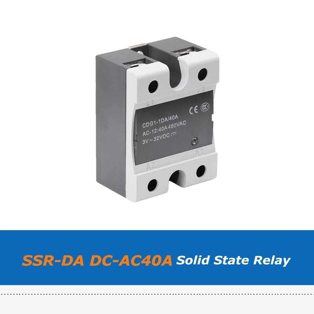 

1pc SSR-DA40 Single Phase Solid State Relay Module DC Control AC CDG1-1DA 40A D4840 For 3D Printer Part Hotbed