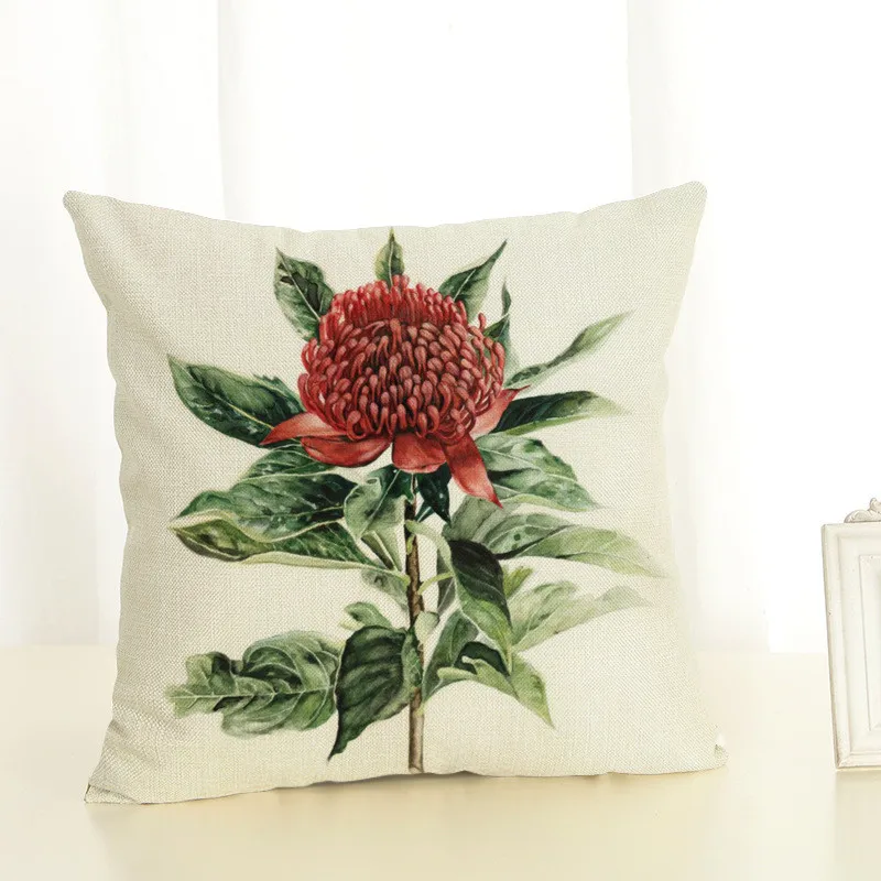 Plants Cushion Cover 45x45cm Linen Printed Flowers Throw Pillow Cover Decorative Cushions Farmhouse Decor Decoration Accessories Plants Cushion Cover 45x45cm Linen Printed Flowers Throw Pillow Cover Decorative Cushions Farmhouse Decor Decoration Accessories