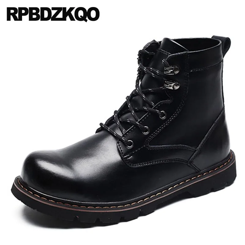 

Men Booties Full Grain 2018 Military Black Designer High Quality Army Ankle Retro Combat Boots Shoes Genuine Leather Lace Up