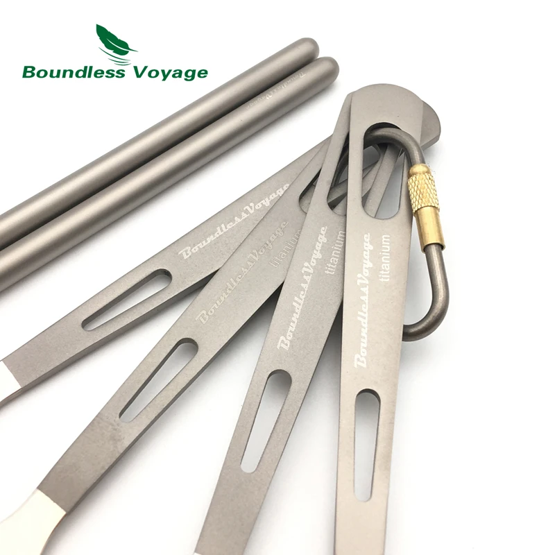Boundless Voyage Titanium cuchillo Spork cuchara Tenedores Palillos 5 unids de camping al aire libre Vajilla cubiertos