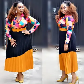 

H&D ladies african dresses robe femme africain africa lady clothes woman outfit dress printed african women clothing long sleeve