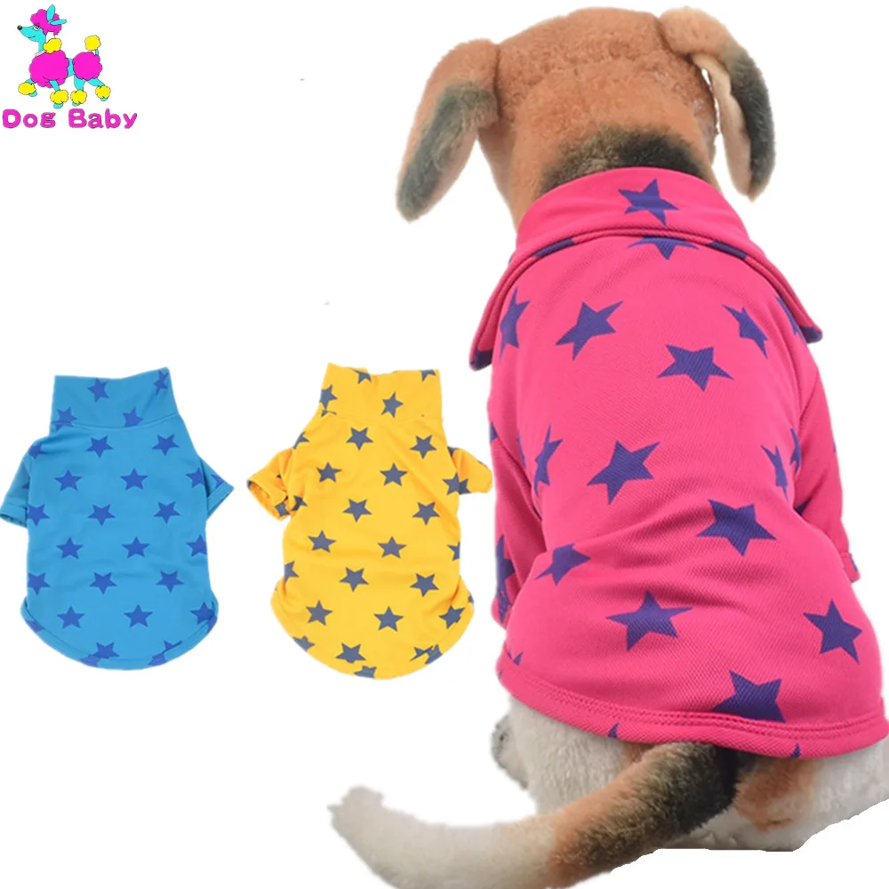DOGBABY Pet Vest 100% Cotton POLO Dog Coat Print Star Pattern Cat Clothes Blue Yellow Rose Red Jacket For Teddy Chihuahua | Дом и сад