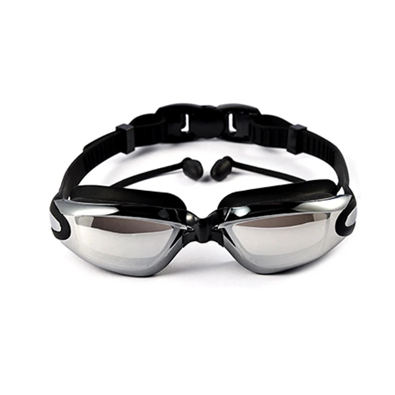 Профессиональные взрослых Водонепроницаемый гальванизирует Плавание ming близорукость очки Для мужчин Для женщин Анти-туман УФ Плавание спортивные очки с камнем - Цвет: Черный