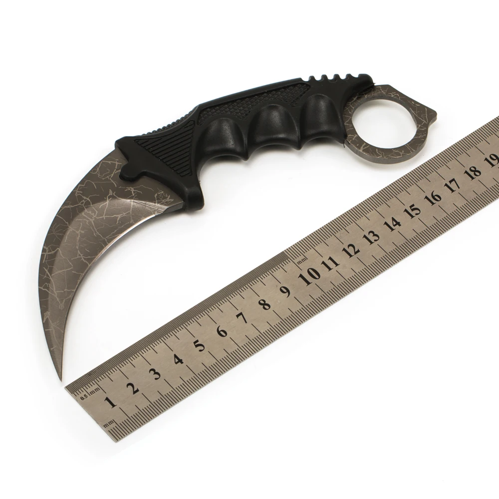 Нож Karambit CS GO, контр страйк, hawkbill, тактический коготь, karambit, нож для шеи, боевой бой, лагерь, для самообороны, для походов - Цвет: Black titanium mesh