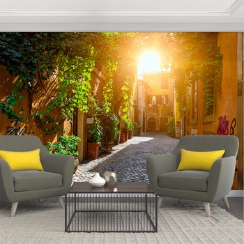 

Custom Wall Cloth Rome City Street Landscape Wall Paper For 3D Living Room Cafe Room Background Wall Home Decor 3D Wall Painting