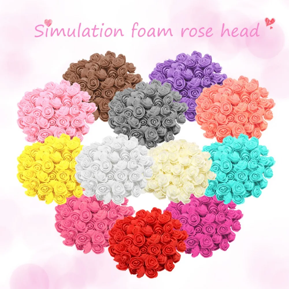 

100PCS Foam Rose Flower Head For Wedding Car Decoration Birthday Valentine Home Decor DIY Pompom Rosa Scrapbooking Craft Flores