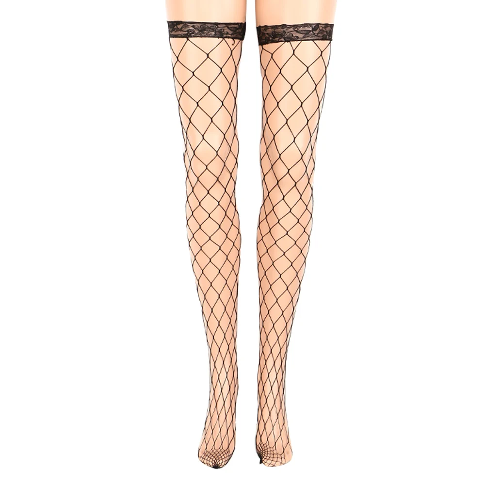 over the knee lace fishnet socks shein