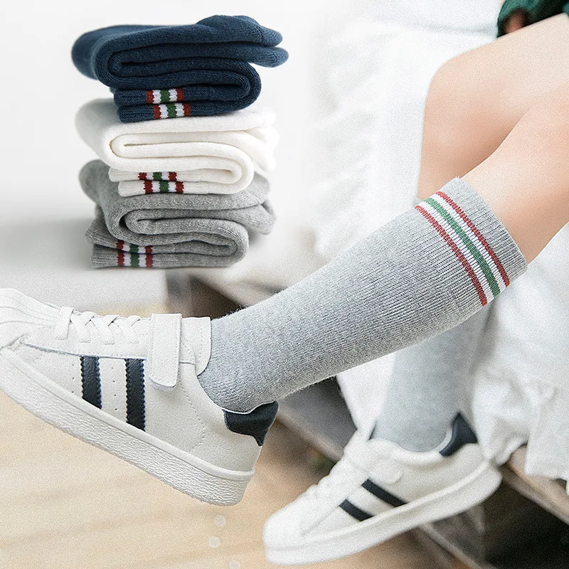 

Winter New 3 Pairs British Style Cotton Thick Terry Socks Kids Boys Girls Knee High Socks Long Tube Leg Warm 1-8 T