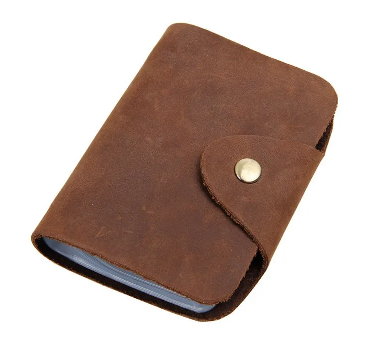 Vintage Brown Genuine Leather Credit Card Holder Men Women Cowhide ID Card Case Bank Credit Card