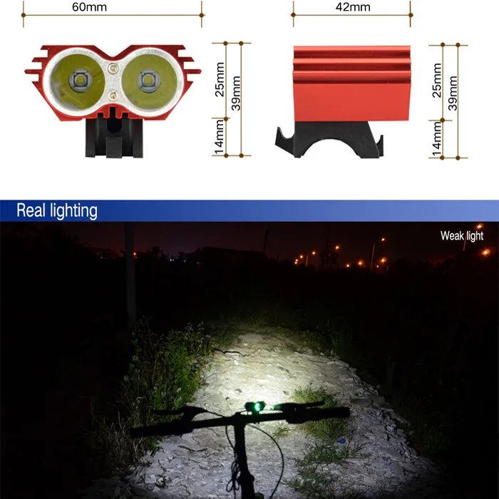 Clearance Free shipping 5000 Lumens 2x  XM-L U2 LED Cycling Bike Bicycle Light HeadLight + 8.4V Battery Box 12