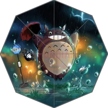 

Guarda Sol De Praia Confeitaria Kids New My Neighbor Totoro Three Folding Parasol Umbrellas Sunscreen Anti-uv