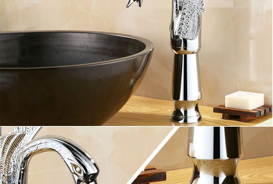 OKAROS смеситель для ванной комнаты, латунный золотой полированный лебединый кран с одной ручкой для горячей и холодной воды, смеситель для раковины, новинка
