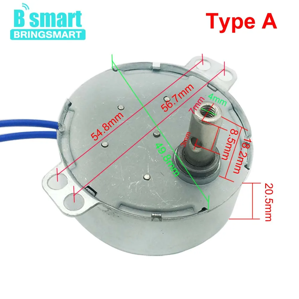 Bringsmart TYC-50 синхронный двигатель 0,9~ 70 об./мин постоянный магнетак 5 В, 6 в, 9 В, 12 В, 24 В, 110 В, 220 В 4 Вт четыре вала CW/CCW