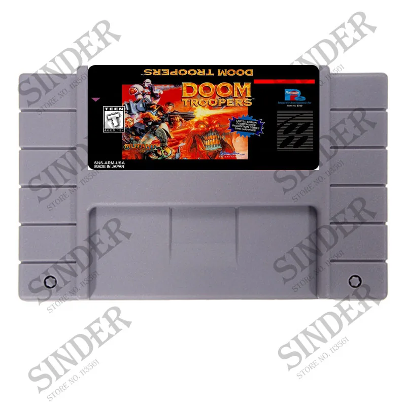 

Doom Troopers USA Version 16 bit Big Gray Game Card For NTSC Game Player