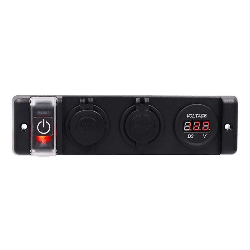 

DC 12/24V Vehicle Boat Car Digital Voltmeter Display USB 2.1A Charger Power Outlet Port Cigarette Lighter Socket Panel w/ Switch
