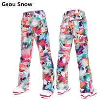 Gsou Nieve colorida fresca pantalones de esquí de snowboard mujeres pantalones de chándal pantalones pantalones esqui ski femme pantalon