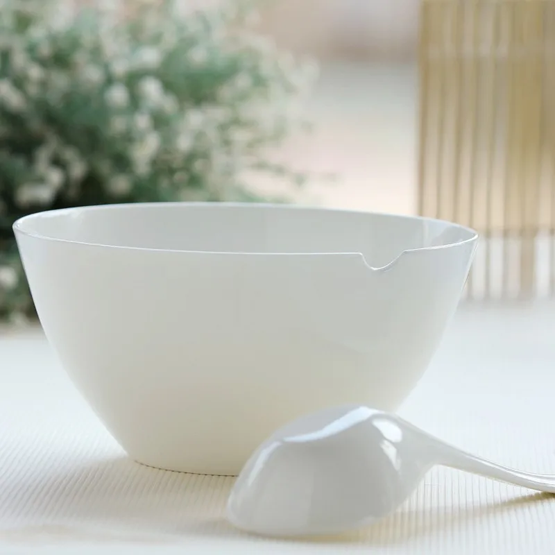 9 inch, plain white bone china serving bowls, porcelain soup tureen, japanese cooking tools