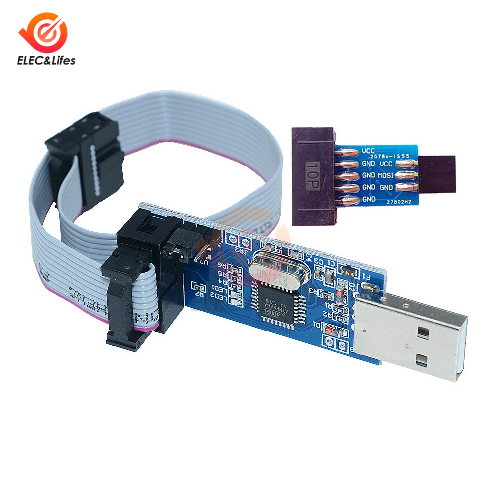 

1Sets Blue USBASP 10 pin to 6 pin adapter USBASP USBISP AVR Programmer Module USB ATMEGA8 ATMEGA128 ATtiny/CAN/PWM 10Pin Wire