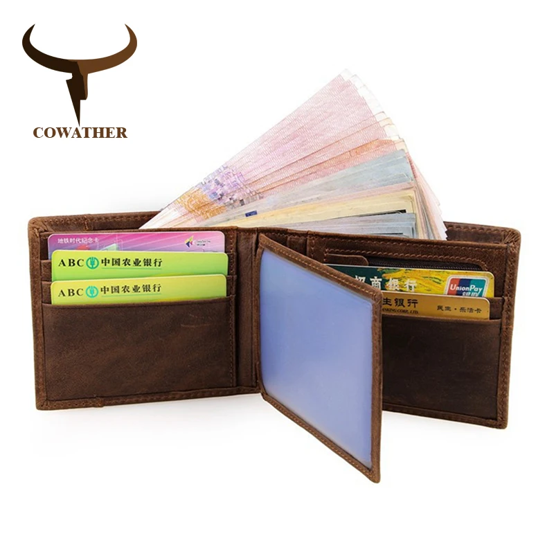 100% top quality cow genuine leather men wallets fashion splice purse ...