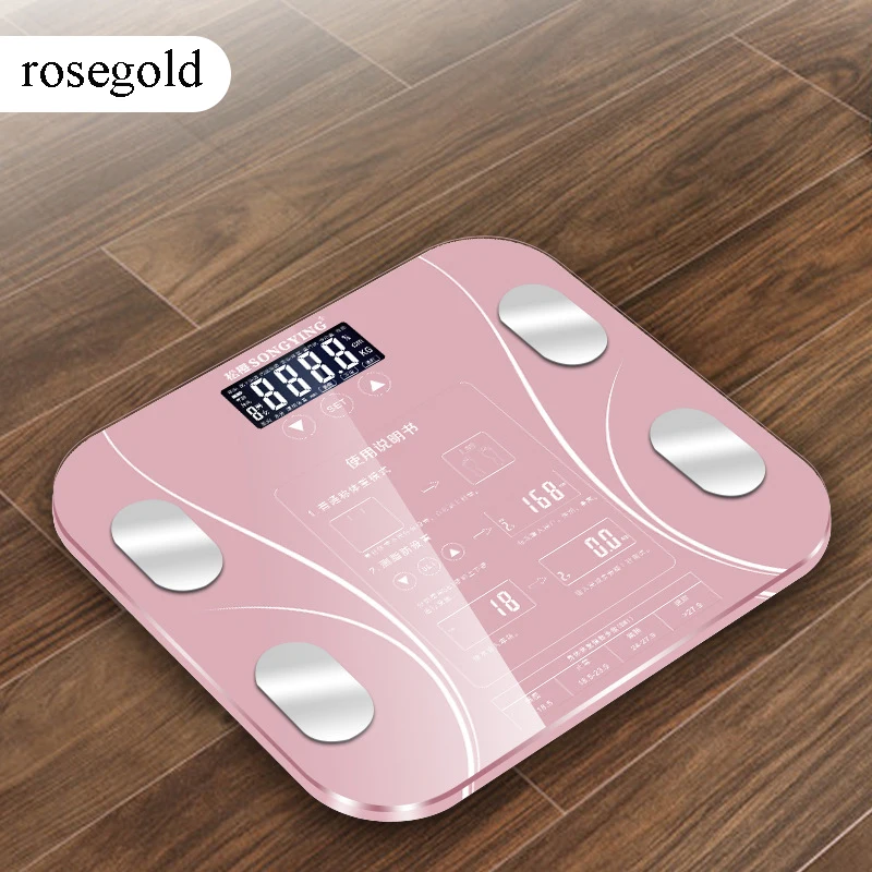 BEEMSK PRO весы для жировых отложений светодиодный дисплей для взвешивания жира Интеллектуальный анализ композиции тела баланс здоровья ванной комнаты Bluetooth APP - Цвет: Розовый